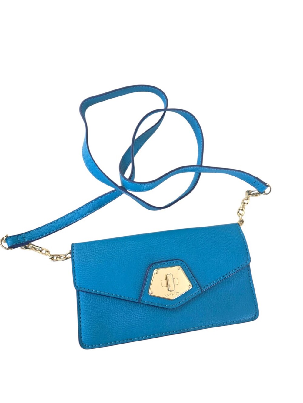 Nine West Turquoise Blue Crossbody Gold Hardware